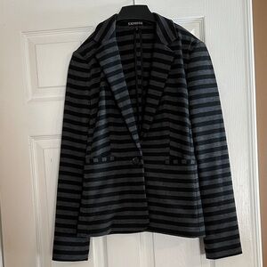 Express Woman’s Black and Gray Striped Blazer